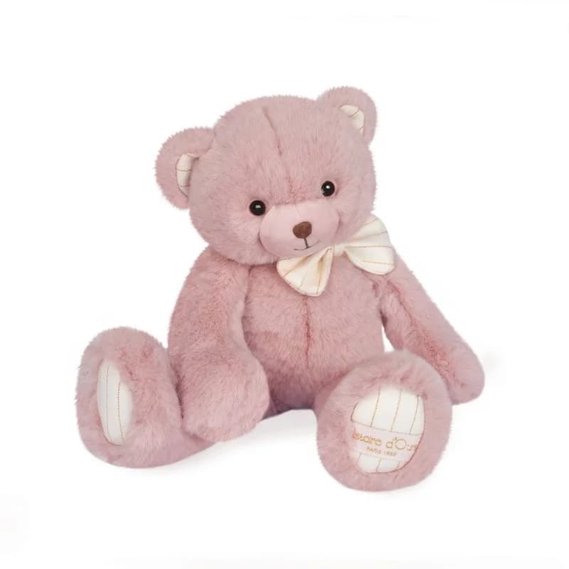 Peluche ours preppy chic - 30cm rose