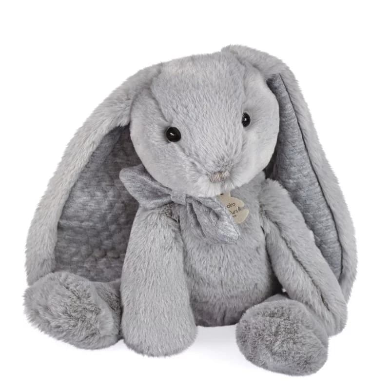 Peluche lapin preppy chic - 40cm gris
