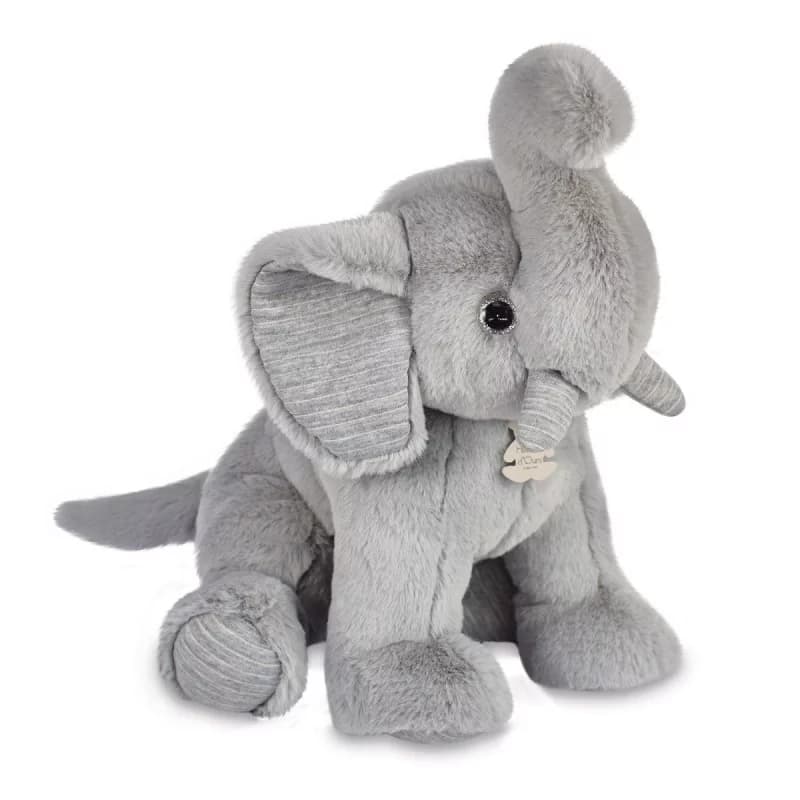 Peluche éléphant preppy chic - 45cm gris