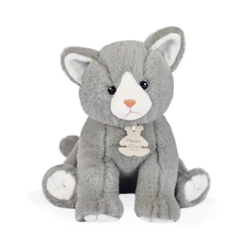 Peluche bébé chat gris