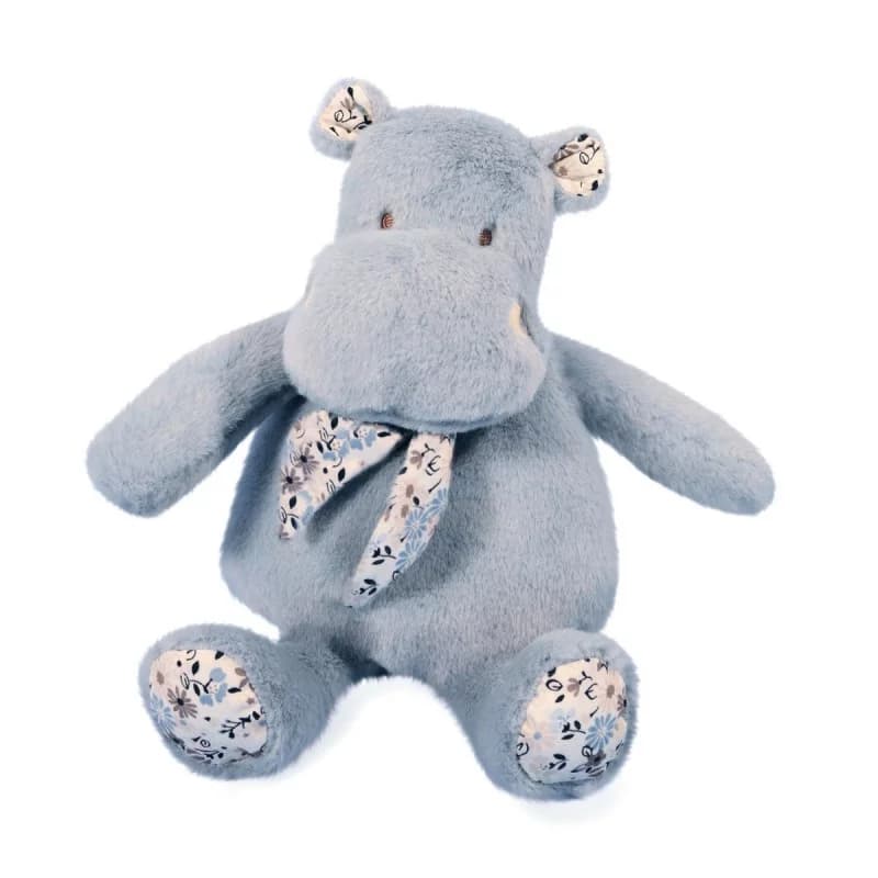 Peluche hippopotame bandana bleu ciel - 22cm