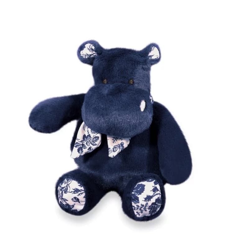 Peluche hippopotame bandana bleu marine - 22cm