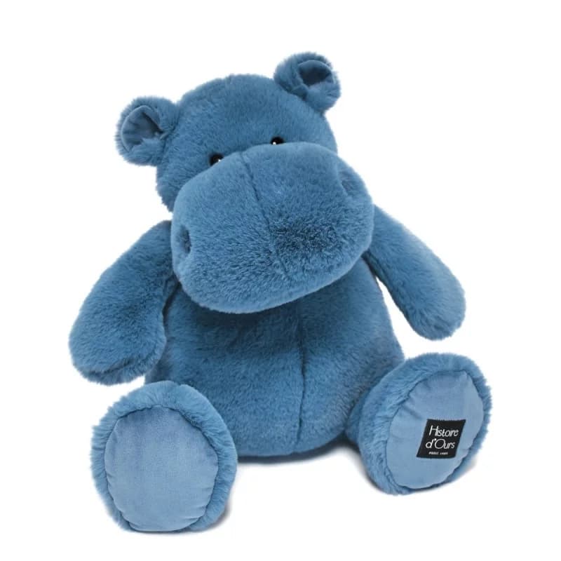 Peluche hippopotame - 40cm bleu