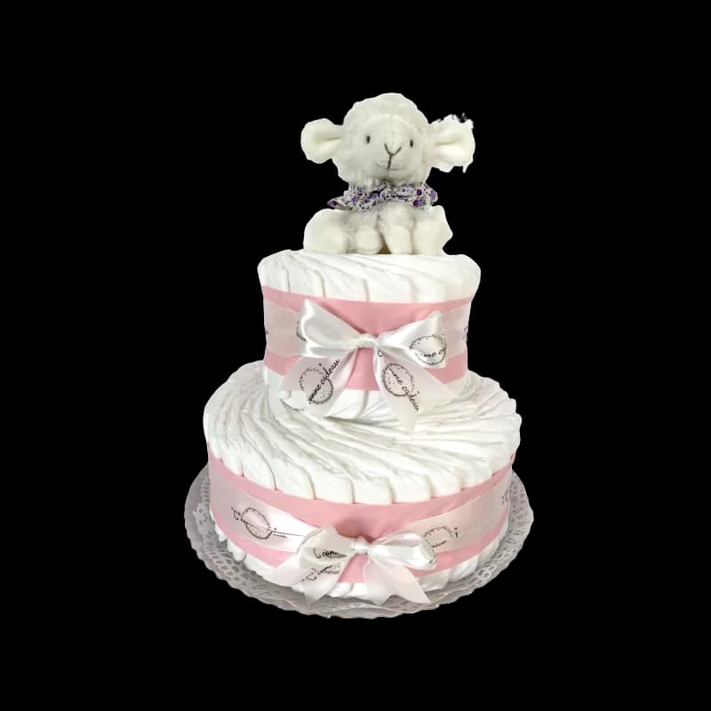 Gâteau de couches rose et son mouton