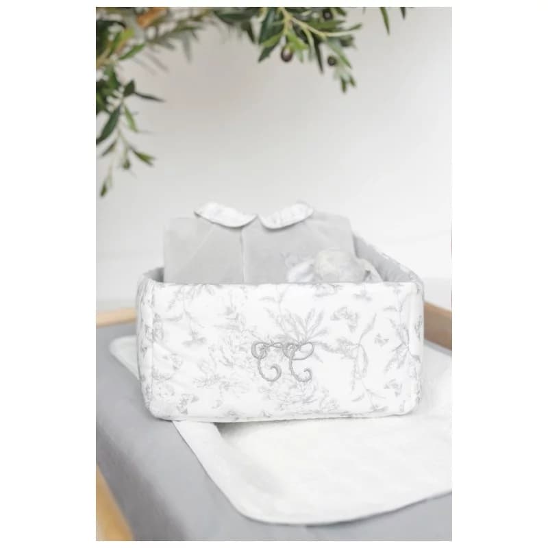 Tartine et chocolat - panière toile de jouy gris