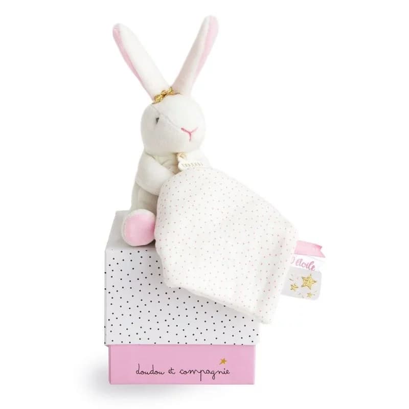 Lapin fleur- doudou lapin avec mouchoir doudou et compagnie