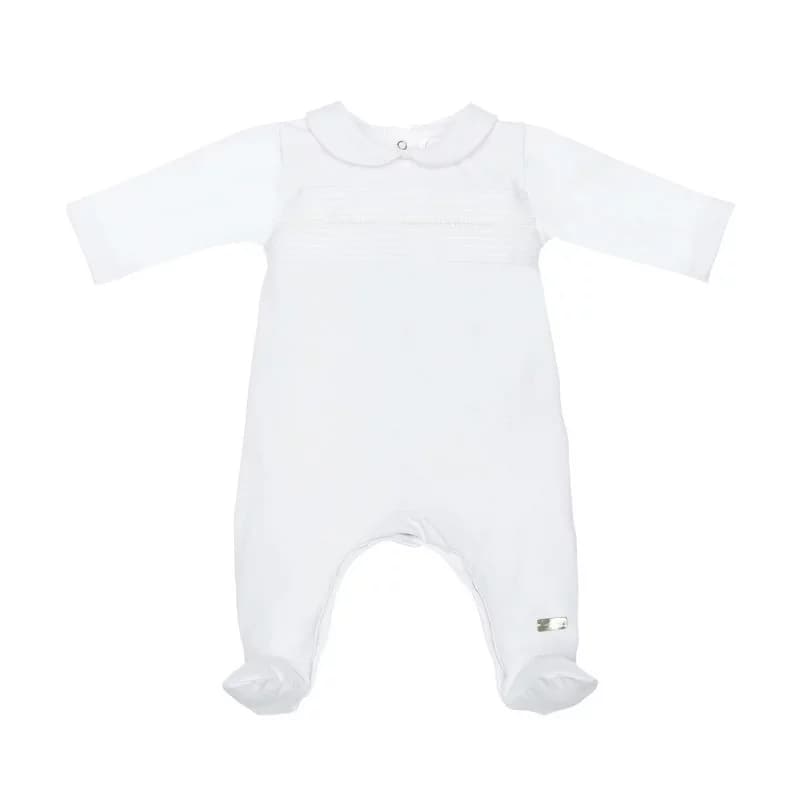 Babygrow à plissures et broderie laranjinha bleu