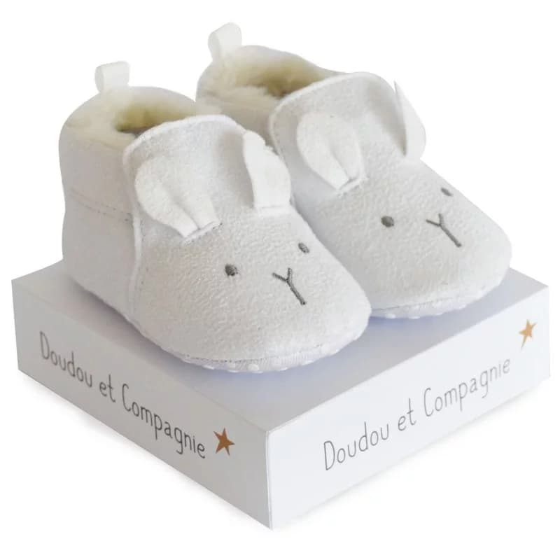 Chaussons pour bébé blanc doudou et compagnie