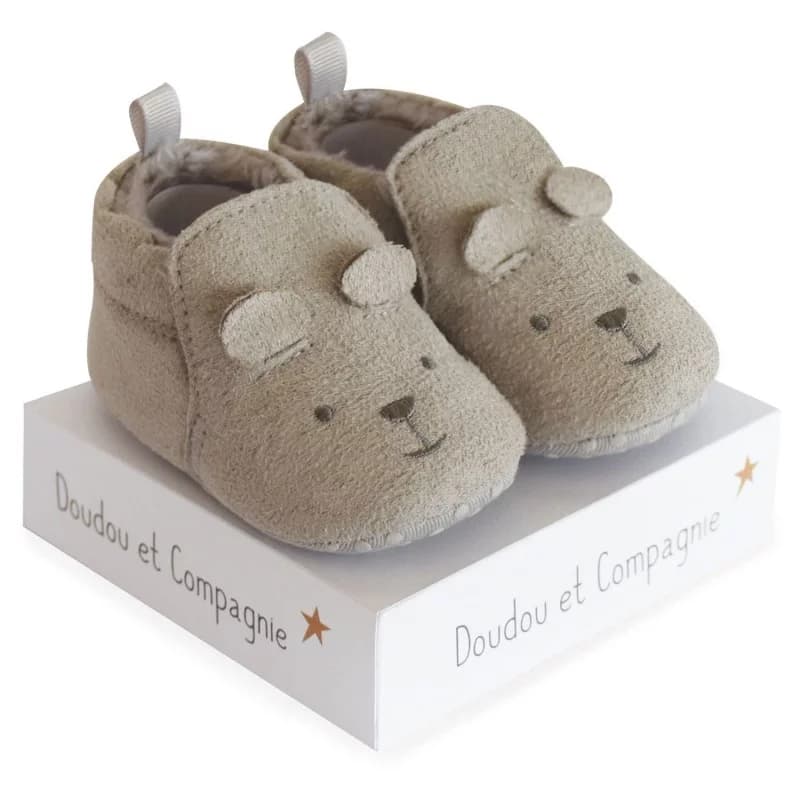 Chaussons pour bébé gris doudou et compagnie
