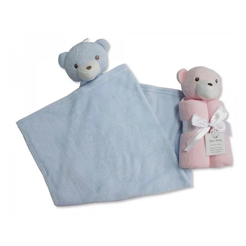 Couverture bébé avec tête d'ours bleu
