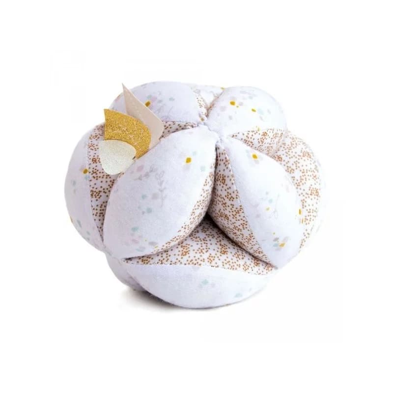 Lapin de sucre - balle sensorielle avec hochet doudou et compagnie blanc