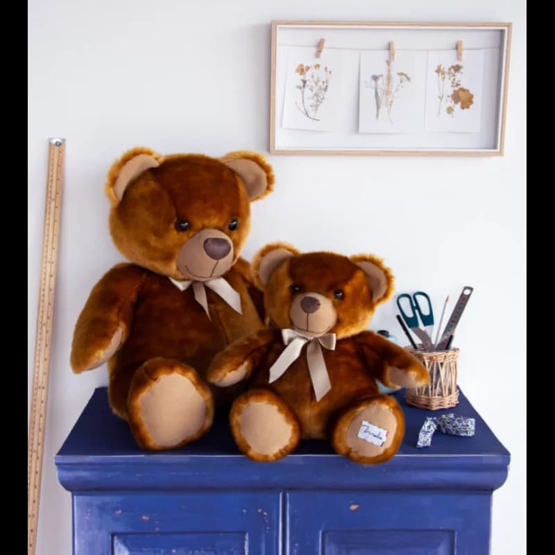 Peluche ours couture 55 cm maïlou marron