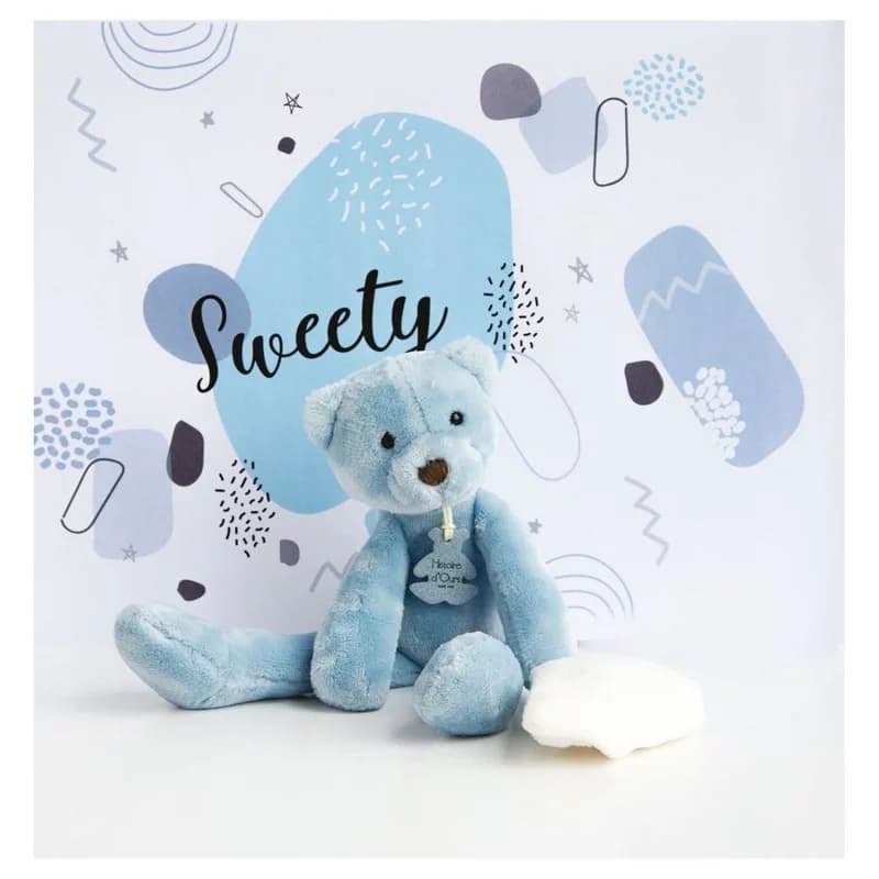 Histoire d'ours - peluche avec son doudou bleu
