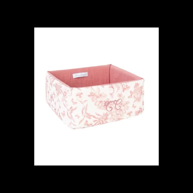 Tartine et chocolat - panière toile de jouy rose