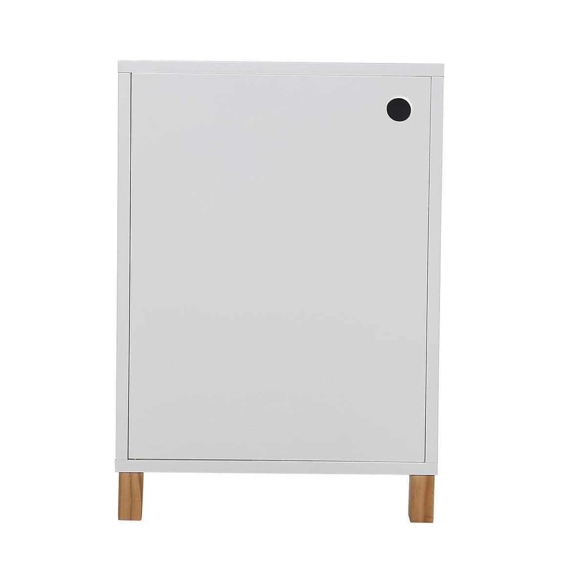 Caisson Blanc 1 porte avec Pieds en Bois - H57cm - MDF - Calicosy