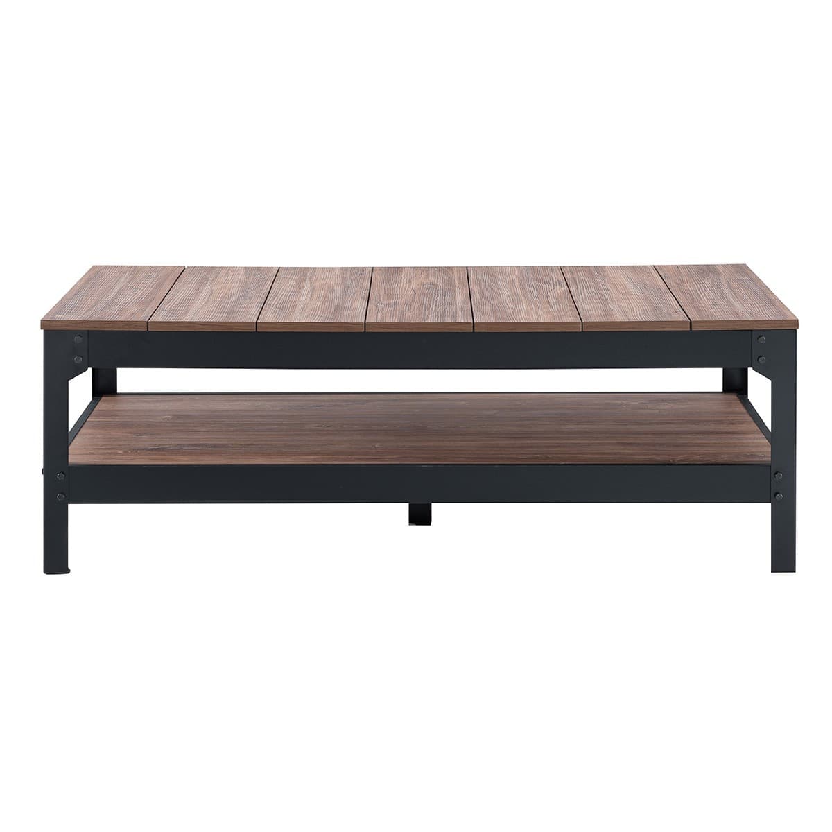 Table basse métal noir et bois - L117cm - Panneaux de particules - Calicosy