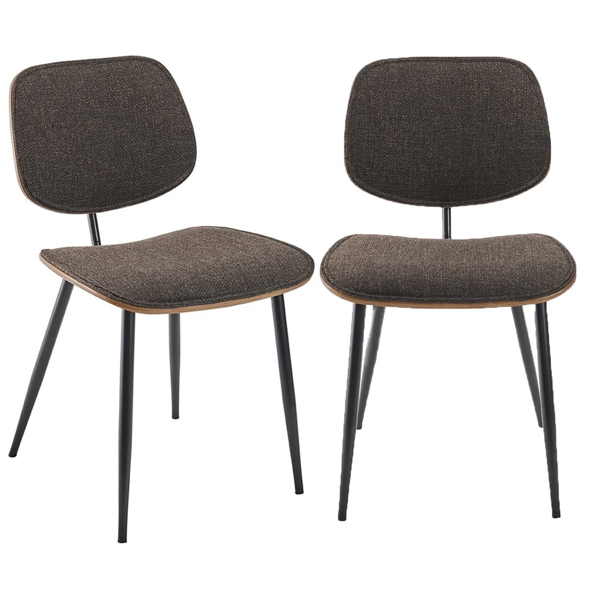 Lot de 2 Chaises en Tissu Gris / Brun - Olympia - Contreplaqué - Calicosy