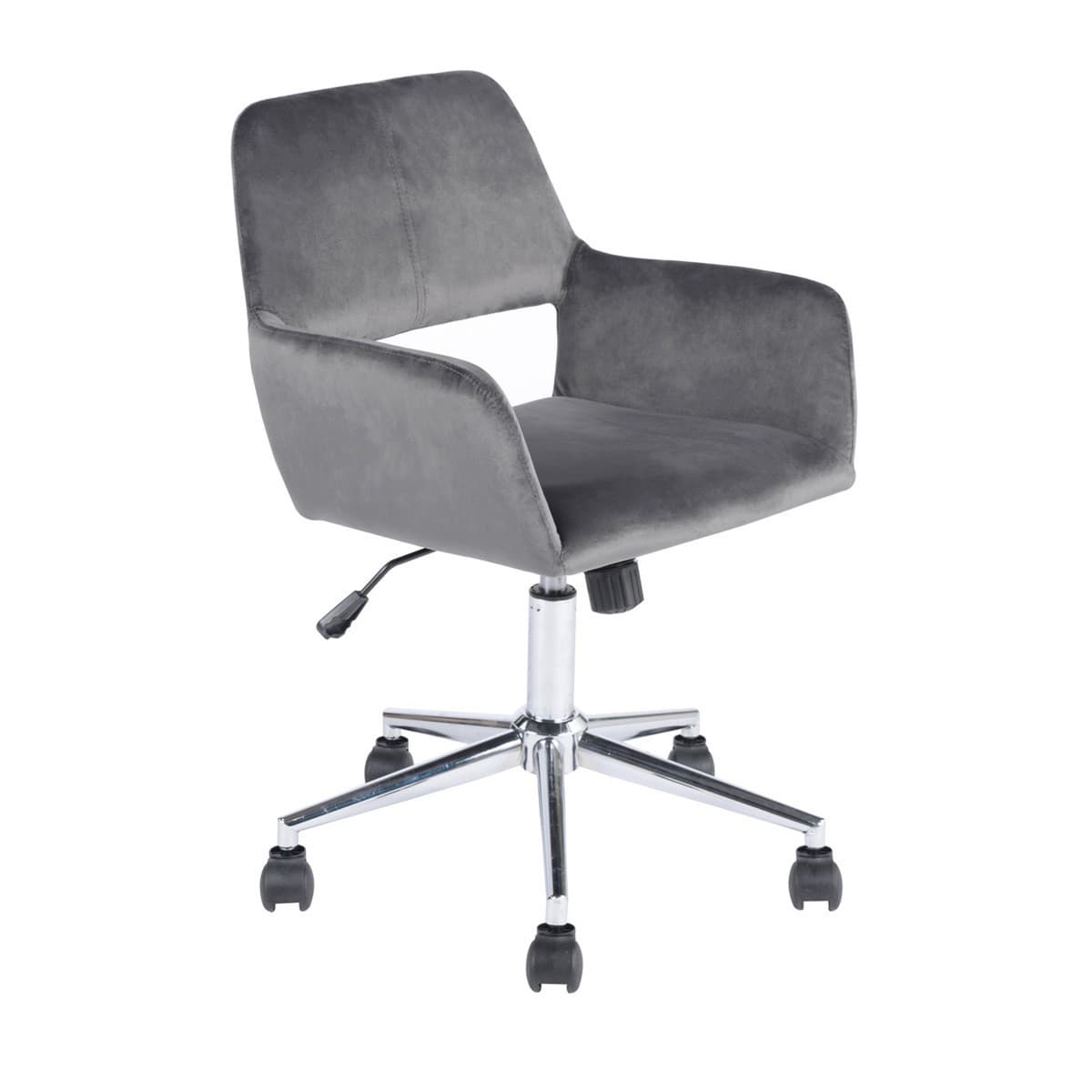Chaise de bureau en velours ajustable - Ross - Couleur : Gris anthracite - Métal - Calicosy