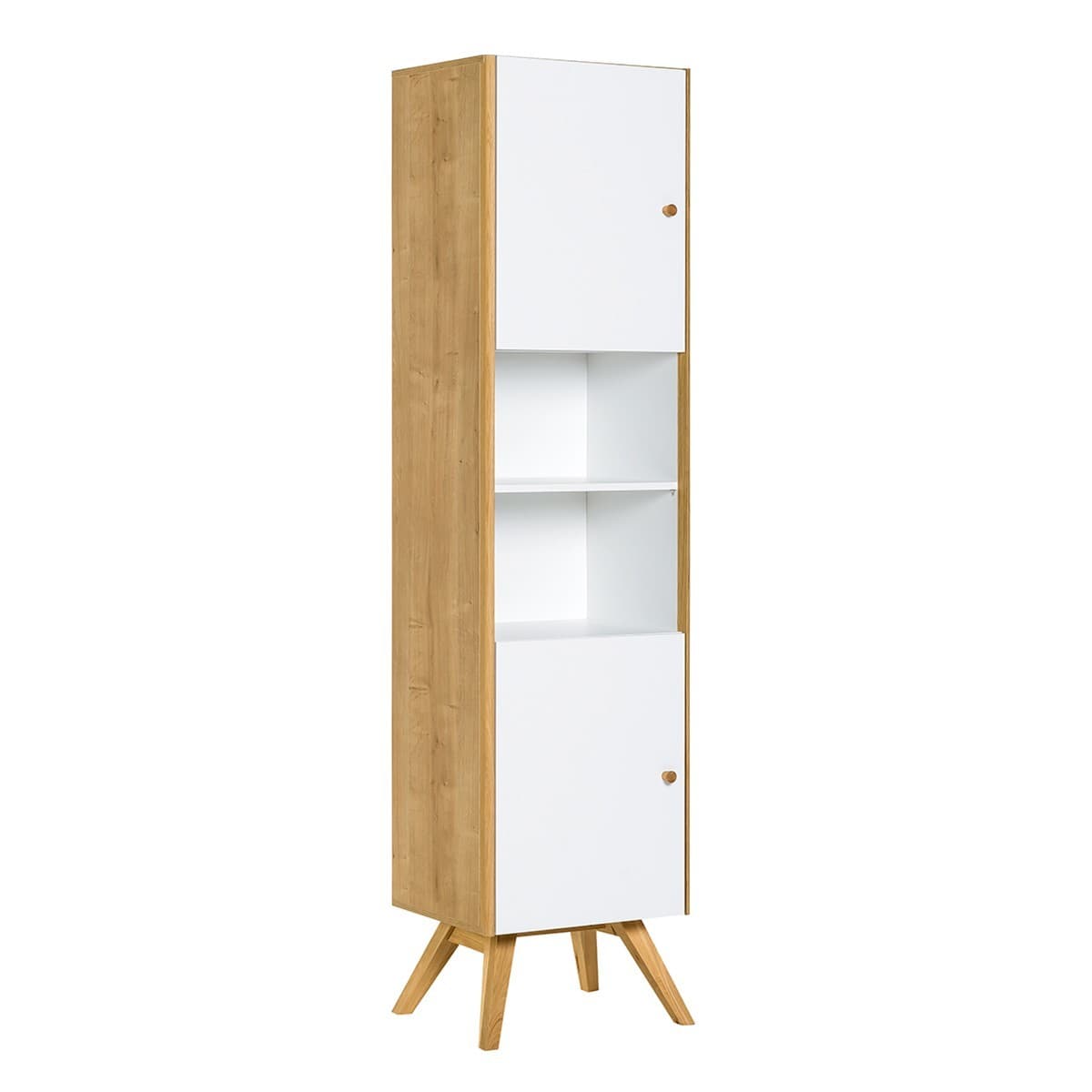 Vitrine 2 portes avec étagère centrale H207,5 cm - NATURE - Couleur : Blanc - Panneaux de particules - Calicosy