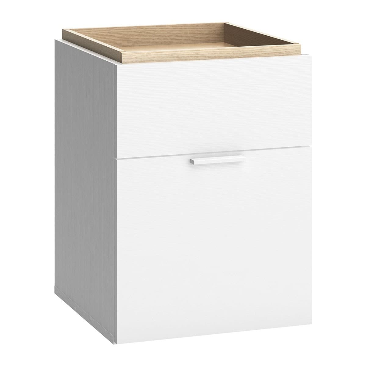 Chevet 2 tiroirs blanc et plateau bois - 4you - Panneaux de particules - Calicosy