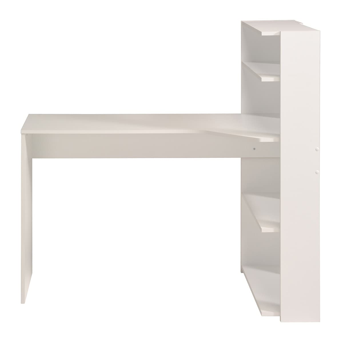 Bureau Blanc avec étagère de rangement L121 cm - Mister - Panneaux de particules - Calicosy