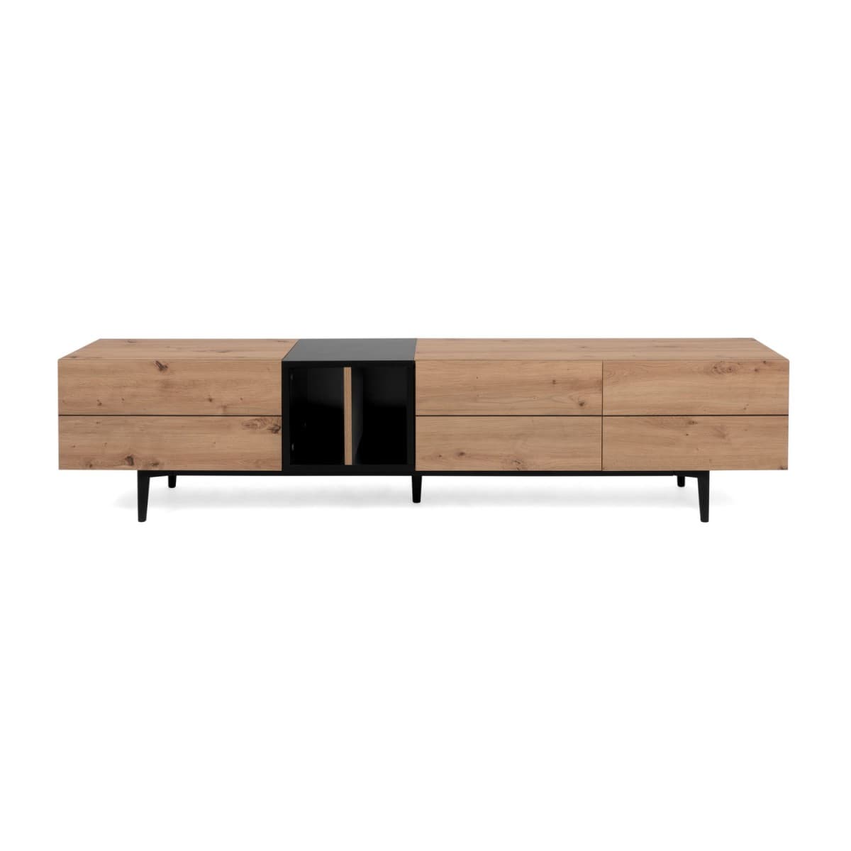 Meuble TV 3 Portes 2 Niches L195 cm - Nola - Panneaux de particules - Calicosy