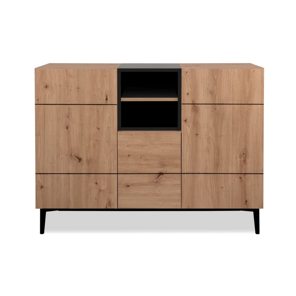 Buffet 3 portes 2 niches L120 cm - Nola - Panneaux de particules - Calicosy