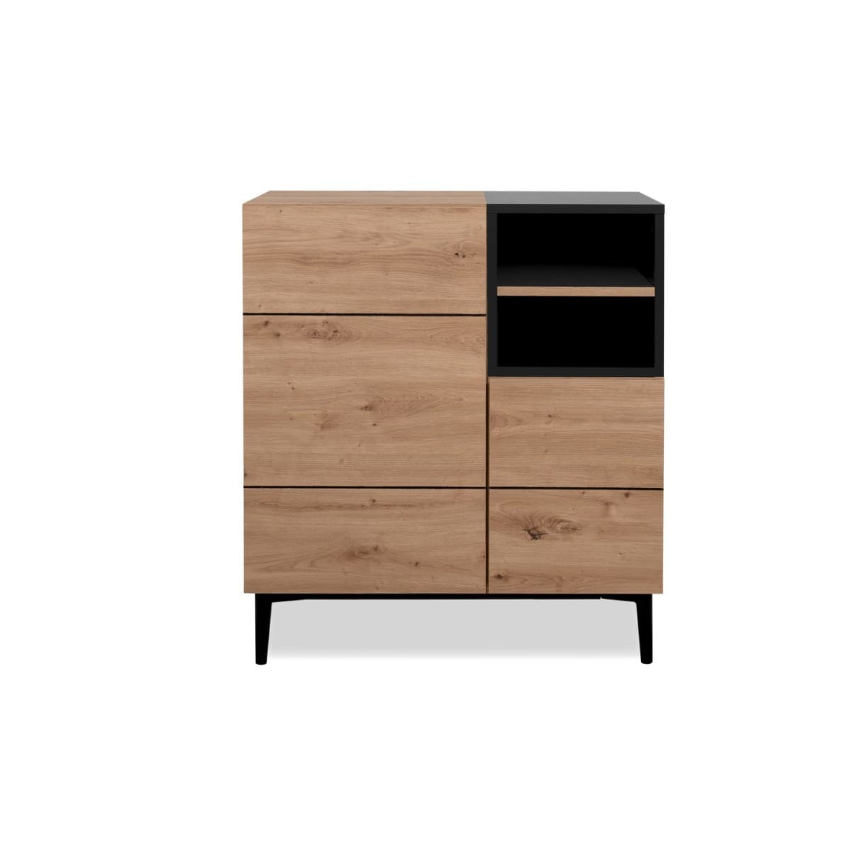 Buffet Haut 2 Portes 2 Niches L80 cm - Nola - Panneaux de particules - Calicosy