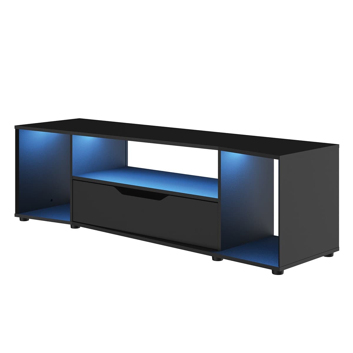 Meuble TV gamer Hack - L163 x H48 x P45 cm - Panneaux de particules - Calicosy