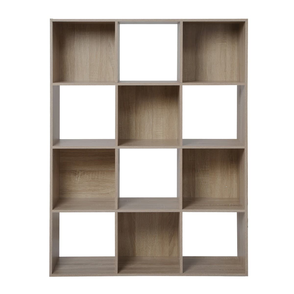 Etagère de Rangement 12 Cases  L93 cm - COMPO - Couleur : Bois clair - Panneaux de particules - Calicosy