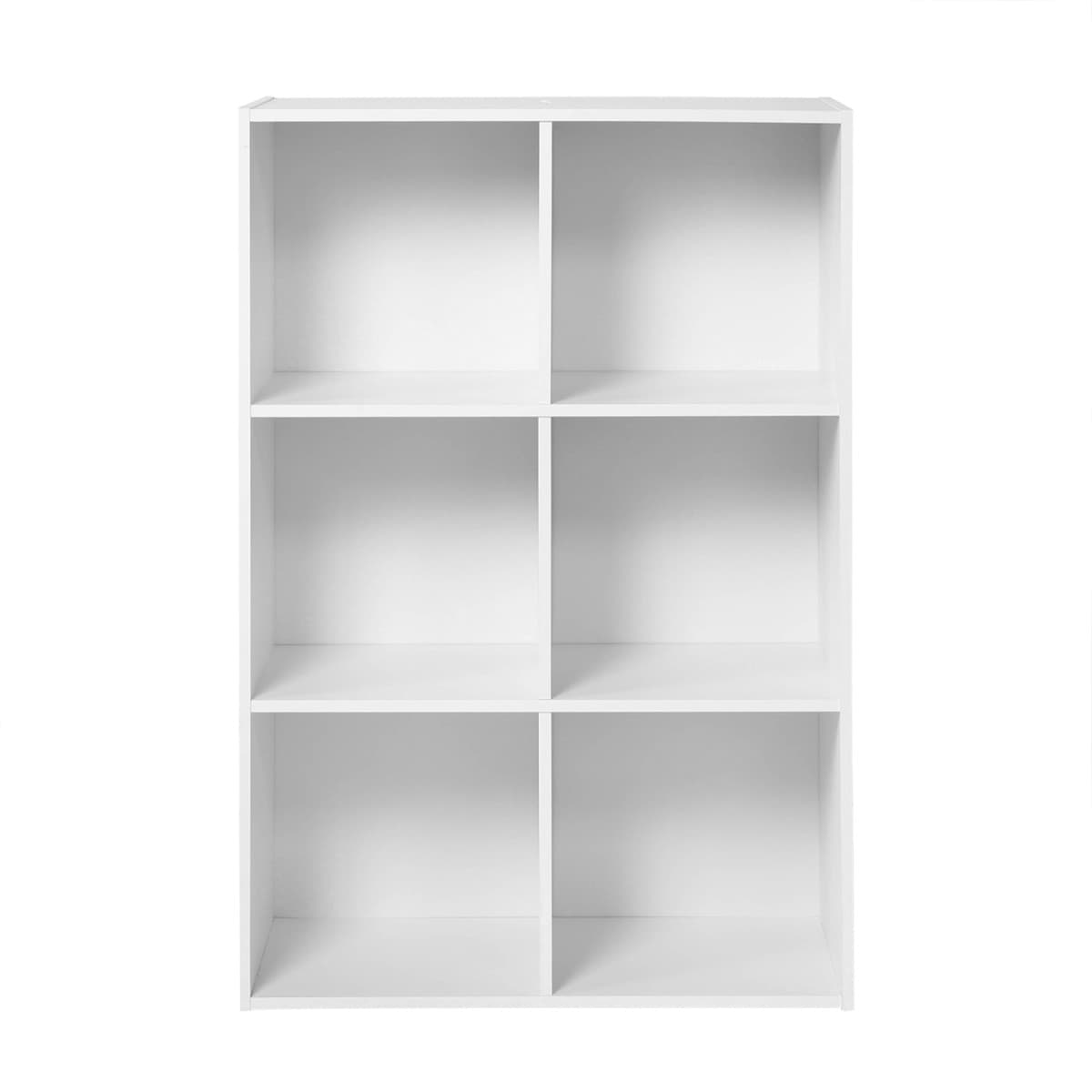 Étagère de rangement 6 cases - H91,5 x L61,5 cm - Couleur : Blanc - Panneaux de particules - Calicosy