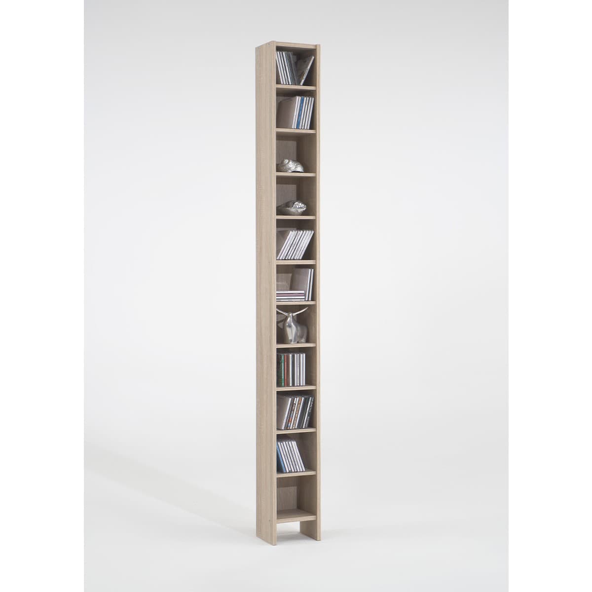 Etagère gain de place 11 niveaux Hallo - H185 cm - Couleur : Chêne artisan - Panneaux de particules - Calicosy
