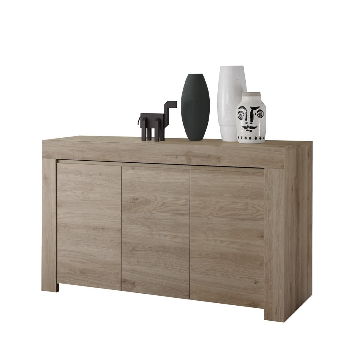 Buffet 3 Portes L138 cm - Firenze - Couleur : Chêne clair - Panneaux de particules - Calicosy