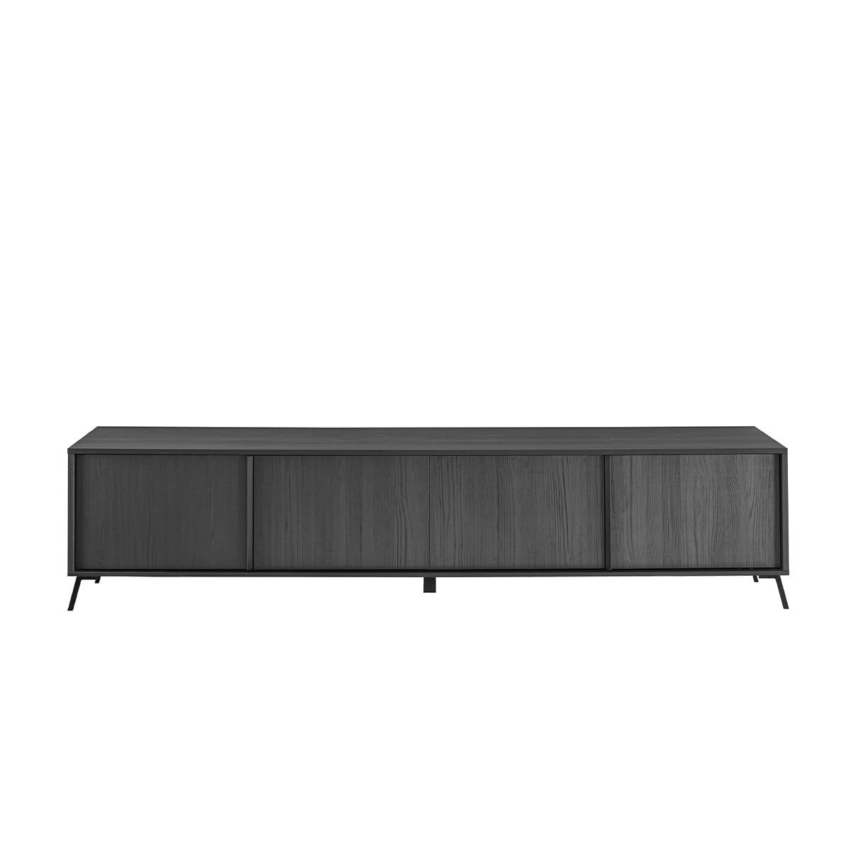 Meuble TV 4 Portes L205 cm - City - Couleur : Noir - Panneaux de particules - Calicosy