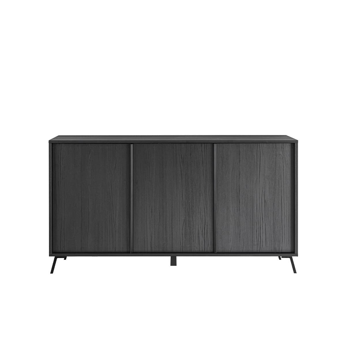Buffet 3 Portes L156 cm - City - Couleur : Noir - Panneaux de particules - Calicosy