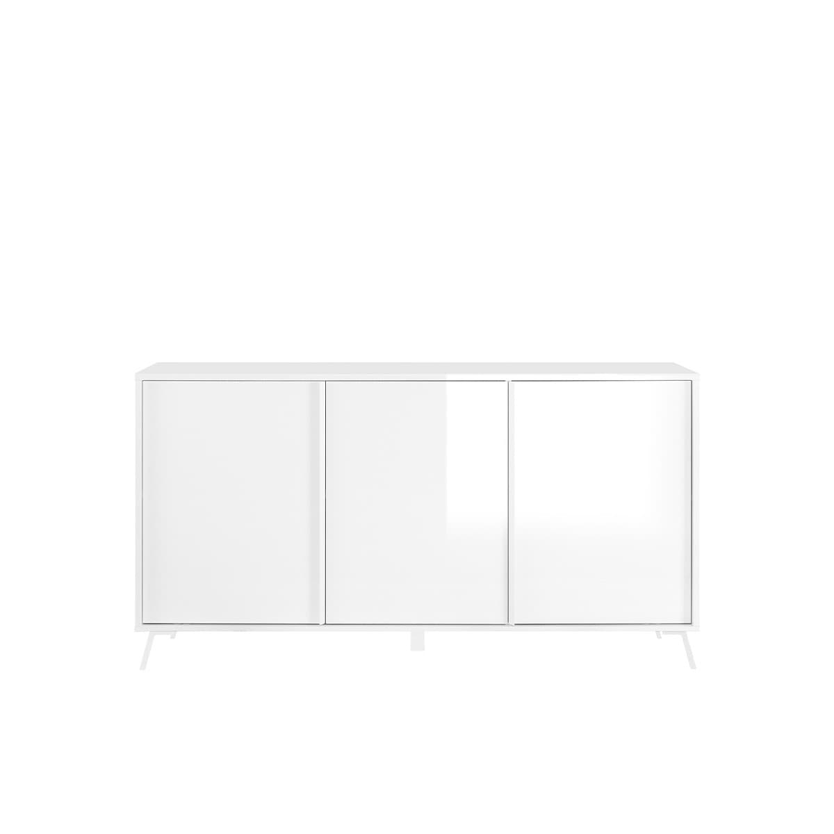 Buffet 3 Portes L156 cm - City - Couleur : Blanc - Panneaux de particules - Calicosy