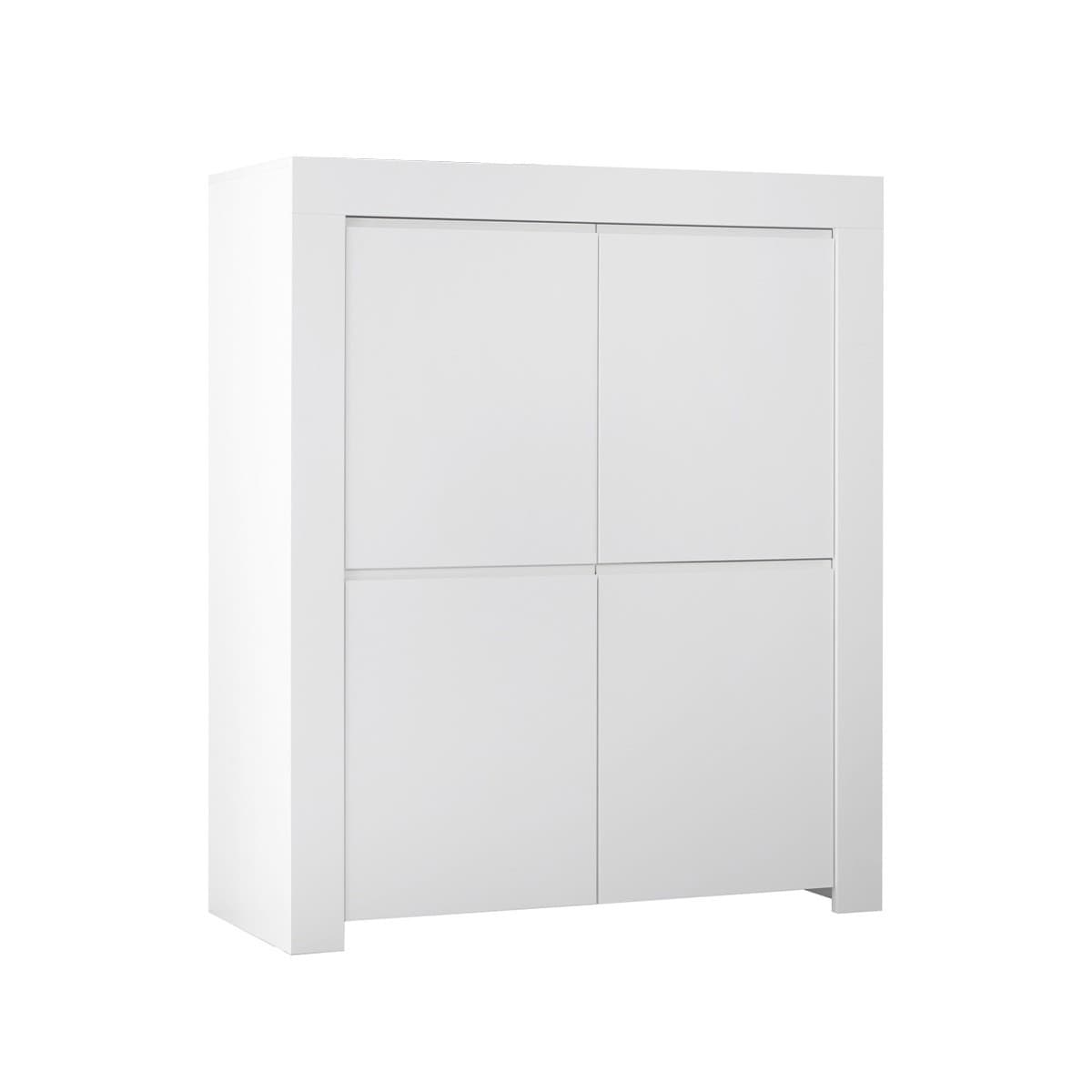 Buffet Haut 4 portes H140 cm - Firenze - Couleur : Blanc - Panneaux de particules - Calicosy