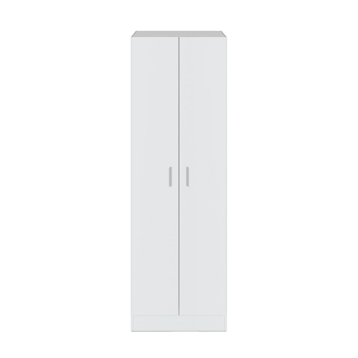 Armoire rangement 2 portes - L73 x H180 cm - Couleur : Blanc - Panneaux de particules - Calicosy