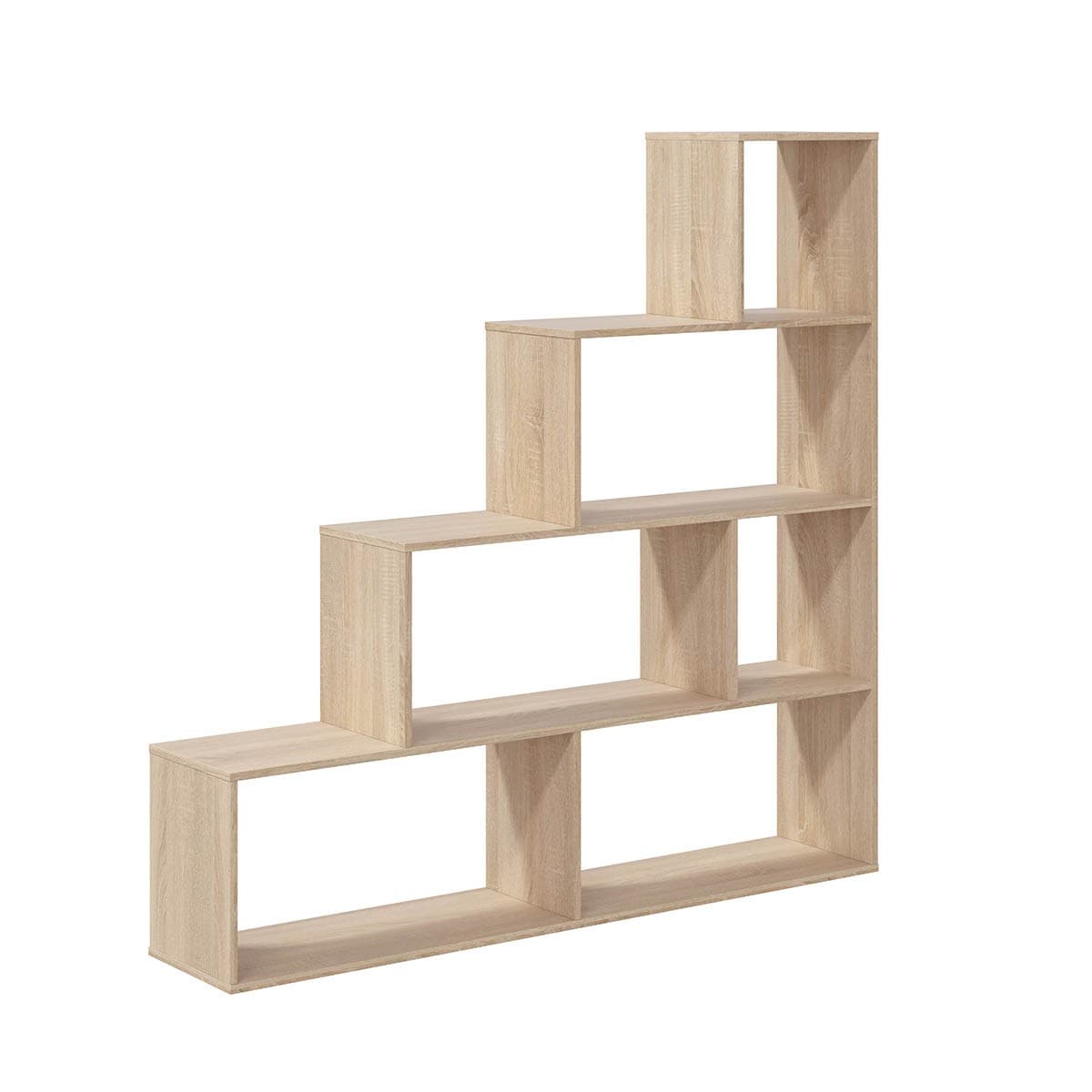 Étagère escalier 6 cases Klum - H145 cm - Couleur : Chêne clair - Panneaux de particules - Calicosy