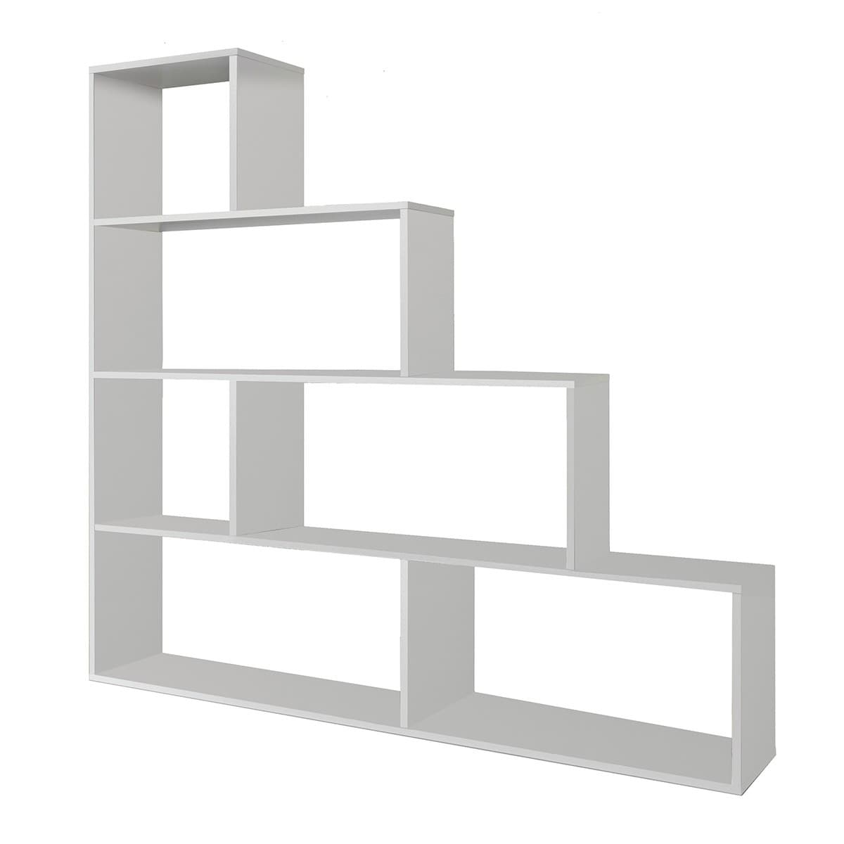 Étagère escalier 6 cases Klum - H145 cm - Couleur : Blanc - Panneaux de particules - Calicosy