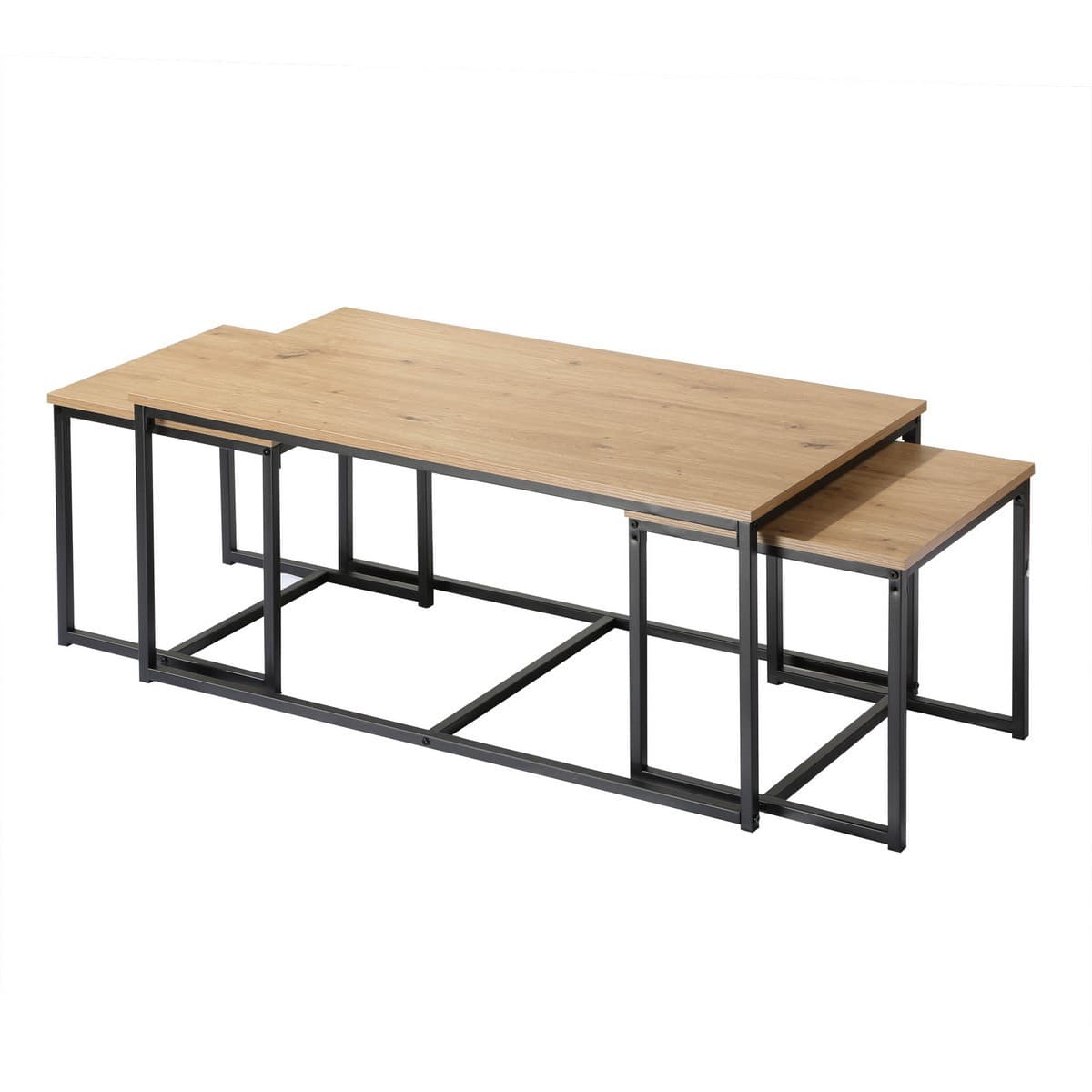 Lot de 3 tables basses gigognes L100 cm - LENNY - Panneaux de particules - Calicosy