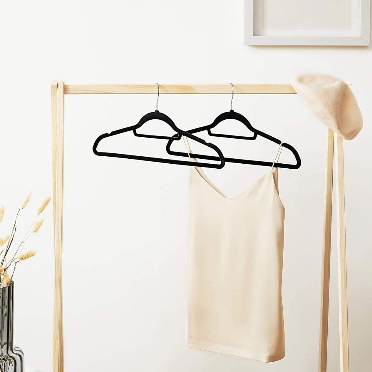 Lot de 20 cintres revêtement velour noir - Calicosy