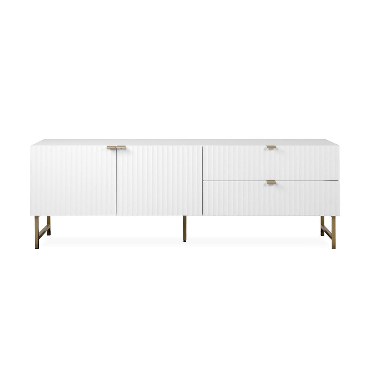 Meuble TV 2 Portes 2 Tiroirs L179 cm - GLASGOW - Panneaux de particules - Calicosy