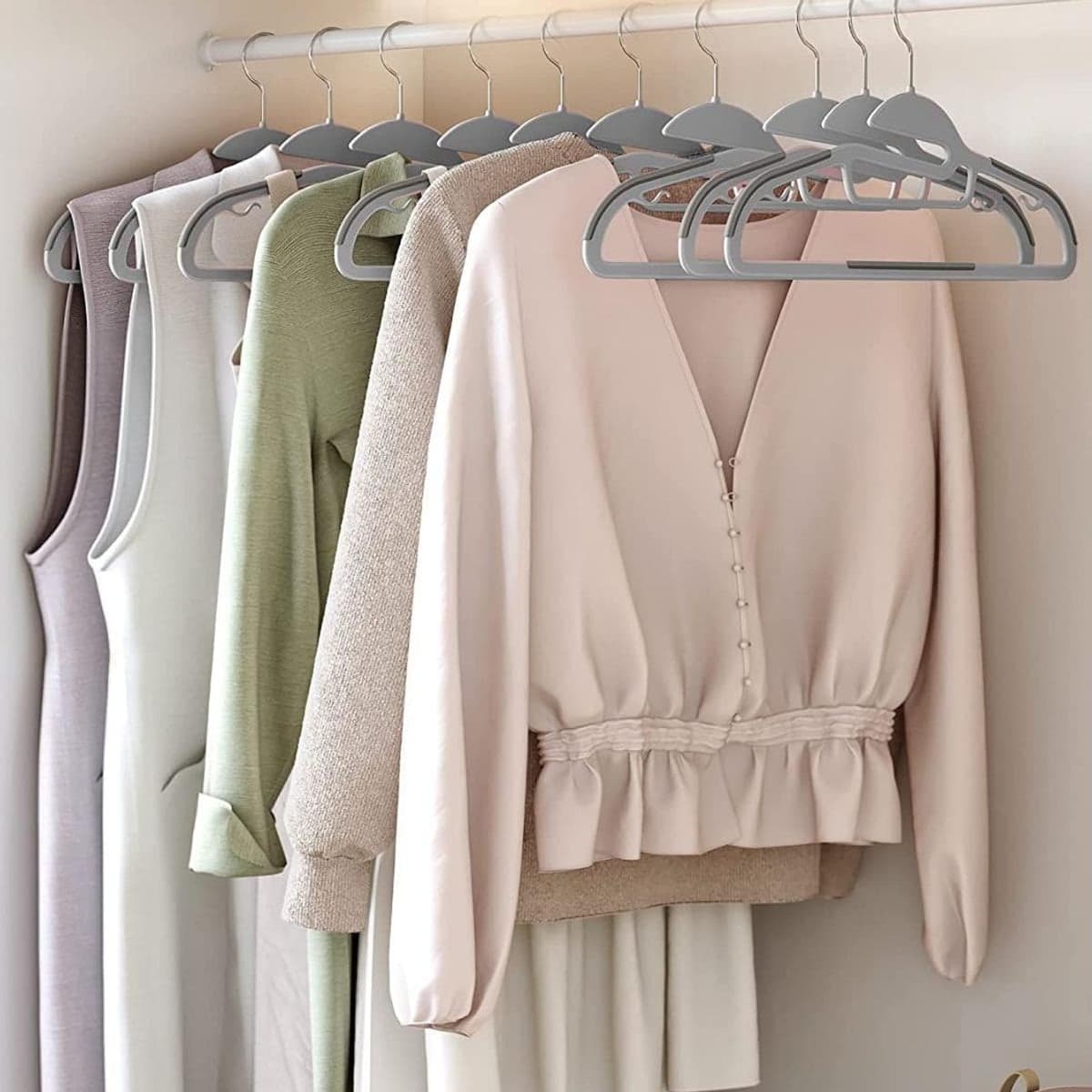 Lot de 20 Cintres Multifonctions en Plastique Gris - Calicosy