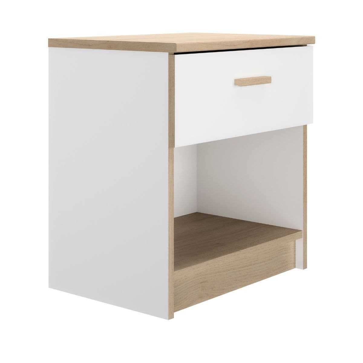 Chevet 1 tiroir H52 cm Tulle - Couleur : Blanc - Panneaux de particules - Calicosy