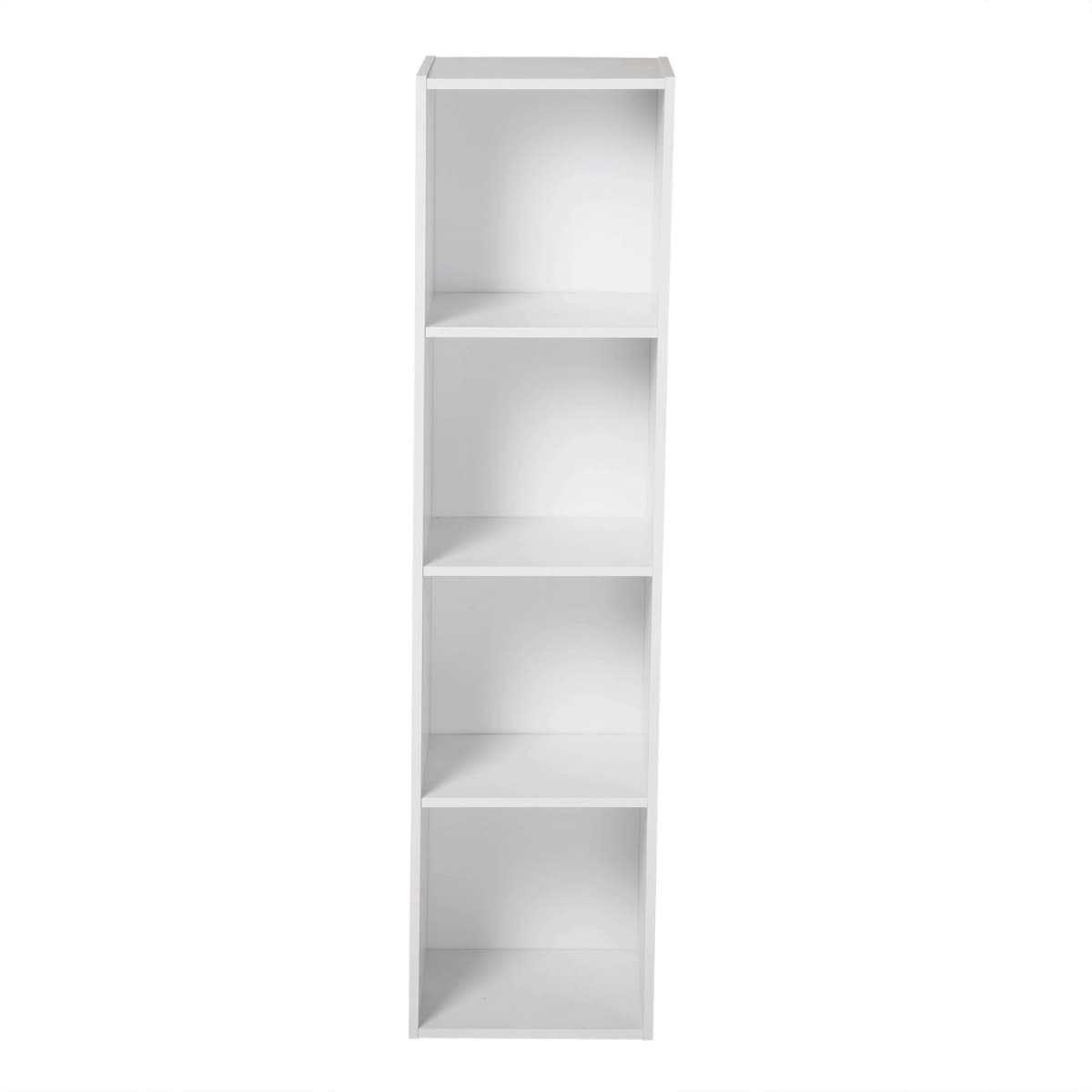 Etagère de Rangement 4 Cases - H122 cm - Couleur : Blanc - Panneaux de particules - Calicosy