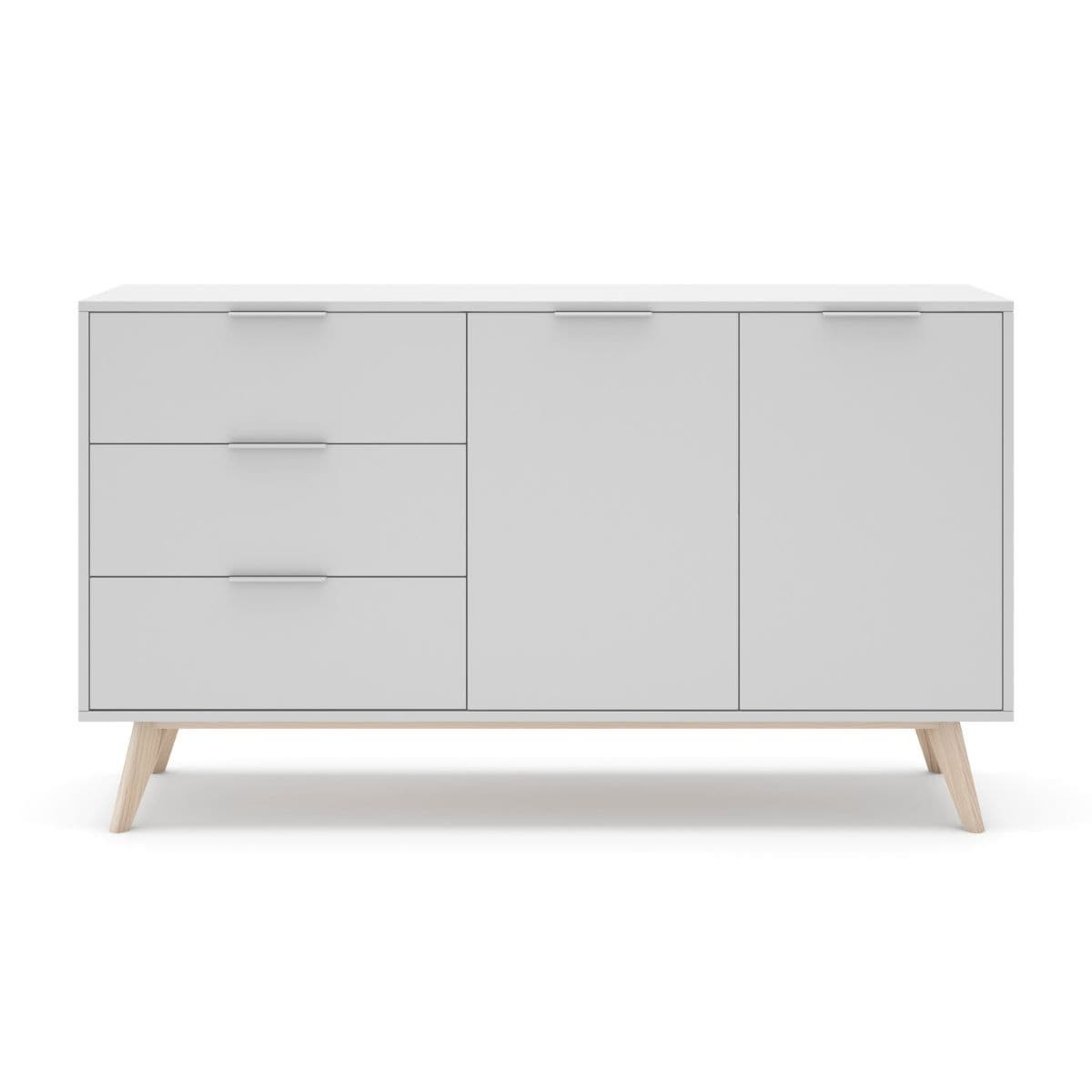 Buffet 2 portes, 3 tiroirs Campus - L140 cm - Bois massif - Calicosy