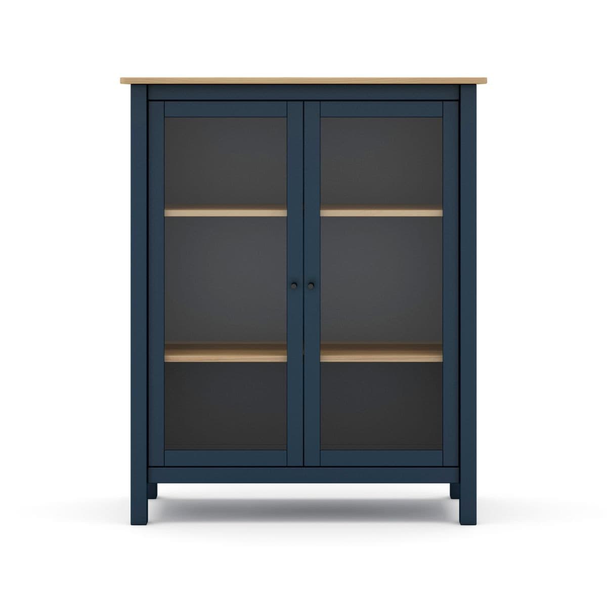 Vitrine 2 Portes L90 x H110 cm - Misti - Couleur : Bleu - Bois massif - Calicosy