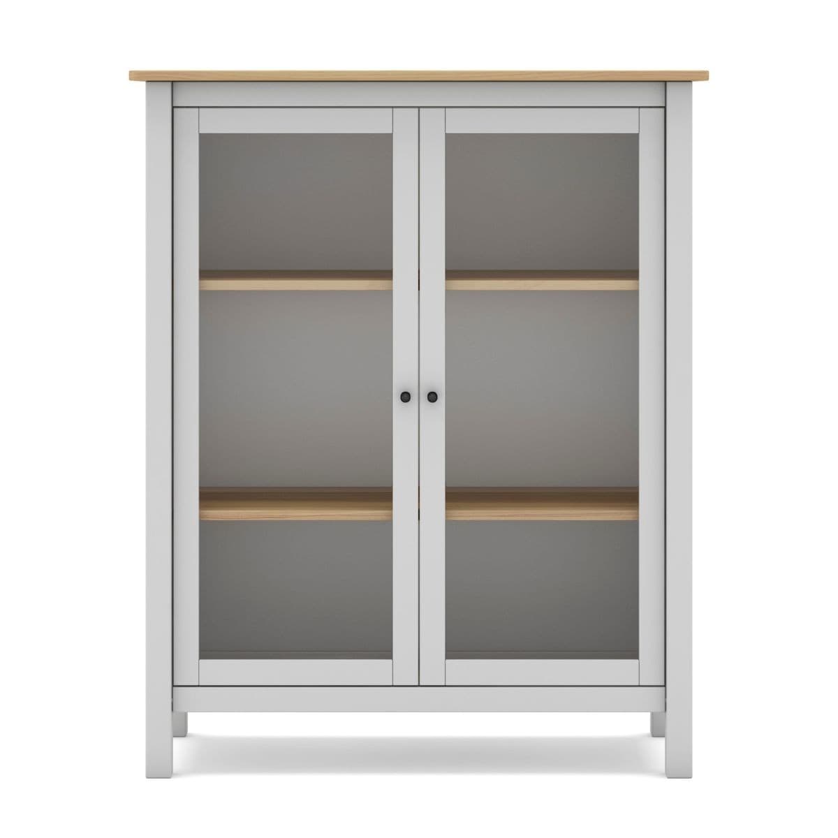 Vitrine 2 Portes L90 x H110 cm - Misti - Couleur : Blanc - Bois massif - Calicosy