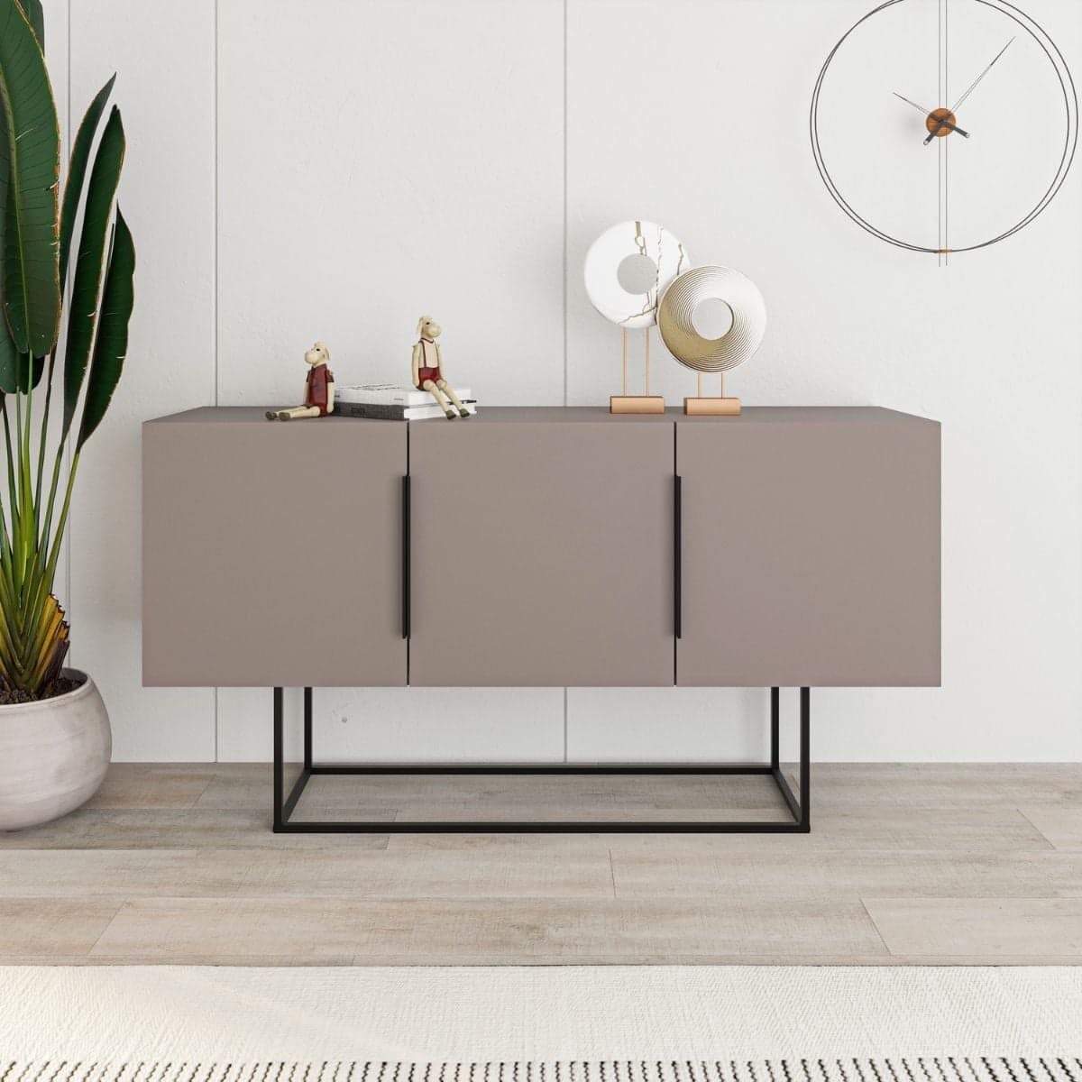 Buffet 3 portes et pieds en métal Titan - L150 cm - Calicosy
